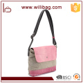 China Factories Sale Fashion Genuine Leather Canvas Woman Shoulder Bags